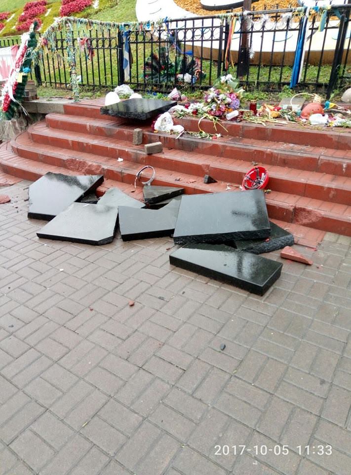 На Алеї Героїв Небесної Сотні у Києві вандал зі Севастополя зруйнував плити з іменами Героїв (ФОТО)