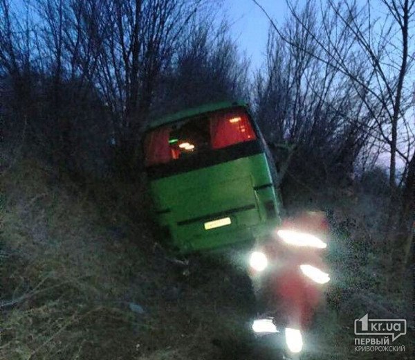 Під Кривим Рогом автобус з пасажирами злетів у кювет: фото з місця аварії