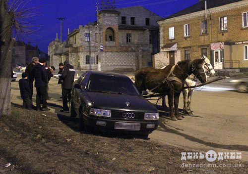 На Хмельниччині чоловік вкрав коней та протаранив припаркований автомобіль