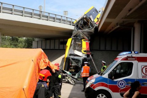 У Варшаві з мосту впав автобус з пасажирами: є загиблий, дуже багато постраждалих