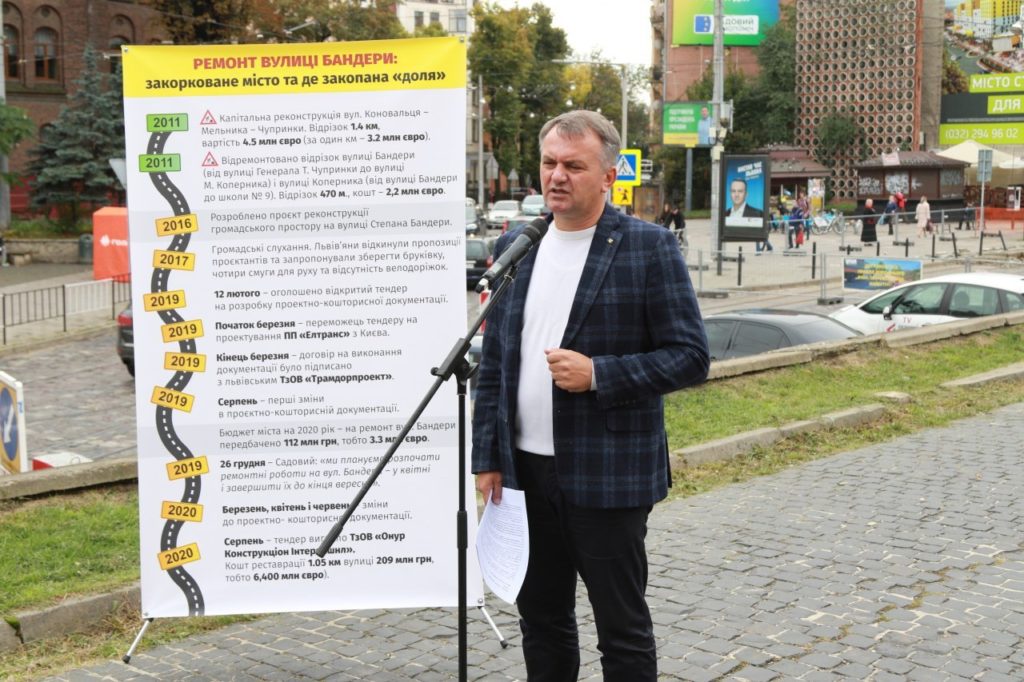 “Ремонт вулиці С. Бандери – це “Потьомкінська дєрєвня” Садового”,-  Олег Синютка звернувся до правоохоронців