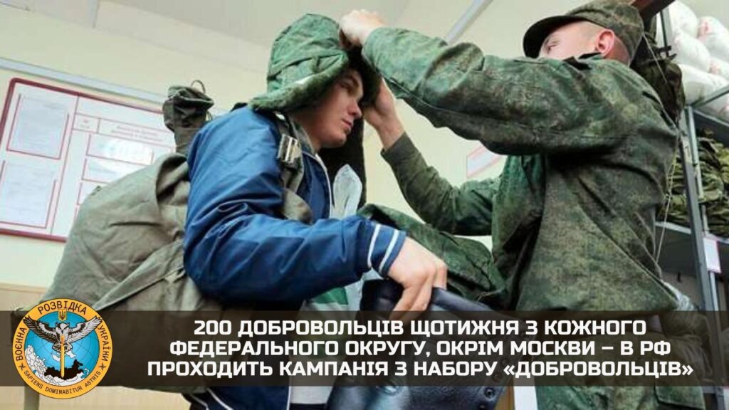 В РФ встановили щотижневі норми з набору “добровольців” для війни проти України – ГУР МО