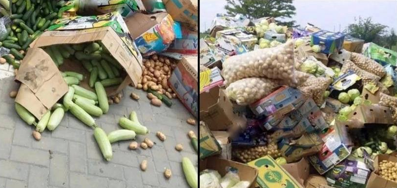 Російські окупанти не пропускають вантажі з продуктами до Запоріжжя: водії викидають тонни овочів на узбіччях