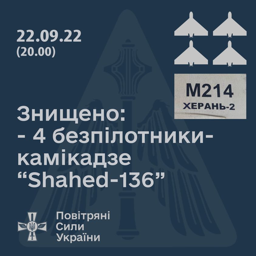 За день ЗСУ збили на Миколаївщині чотири іранських дрона-камікадзе Shahed-136