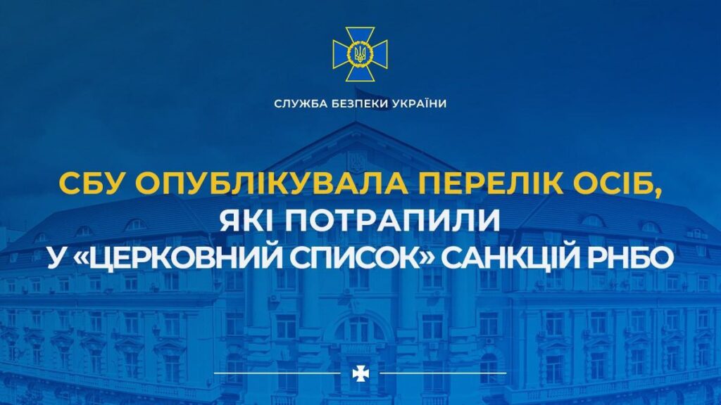 СБУ опублікувала список осіб, які потрапили під “церковні” санкції РНБО