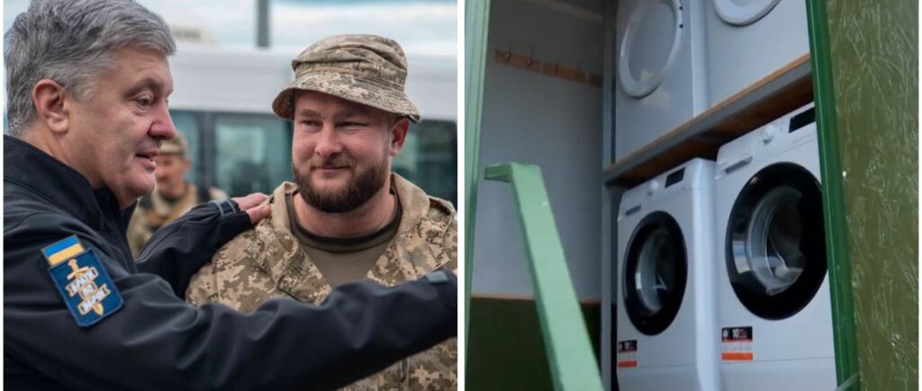 Порошенко показал, как из контейнеров для боеприпасов делают мобильные бани для фронта, план – 120 комплексов