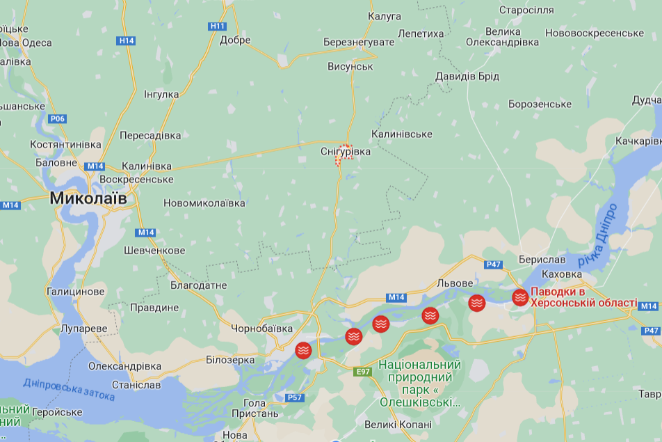 Наслідки підриву Каховської АЕС: на Миколаївщині зруйновано міст, ще один – повністю під водою