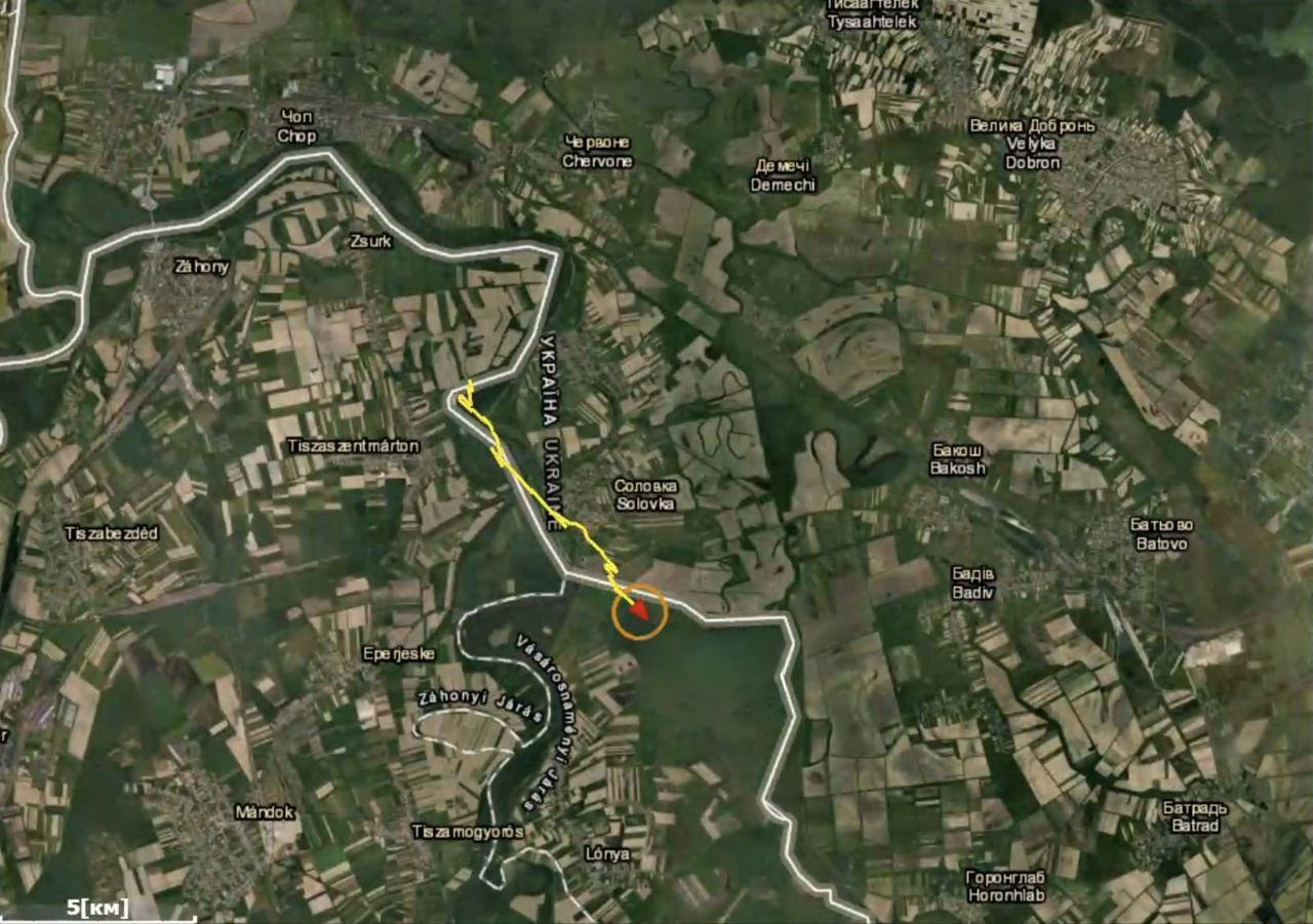 Map of the flight of a Hungarian drone over the territory of Ukraine. Source - General Staff of the Armed Forces of Ukraine