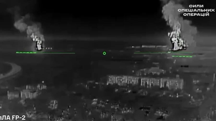 Ukrainian special forces showed footage of a night strike on oil depots in temporarily occupied Crimea