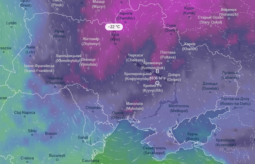 Screenshot ventusky. Forecast for January 17
