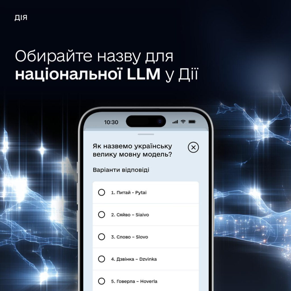 Voting for the name of the Ukrainian AI has started in “Diya”