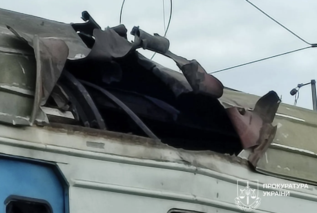 A drone struck a train in the Kharkiv region, killing a passenger.