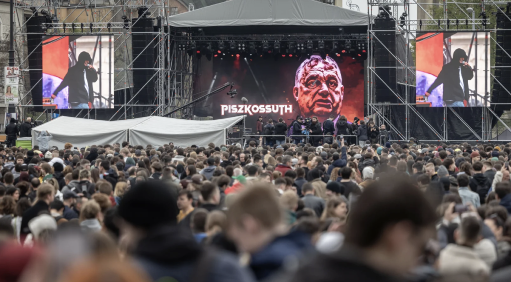 A rally against Orban took place in Budapest.