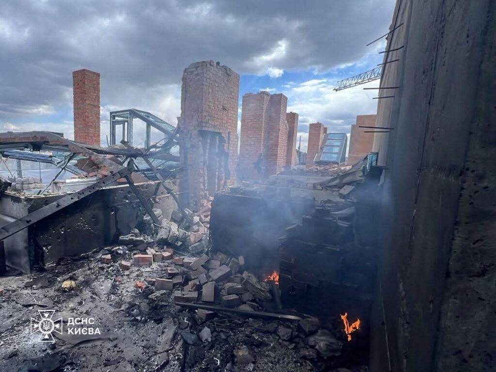 Russia strikes Kyiv with drones: unfinished construction started, one injured