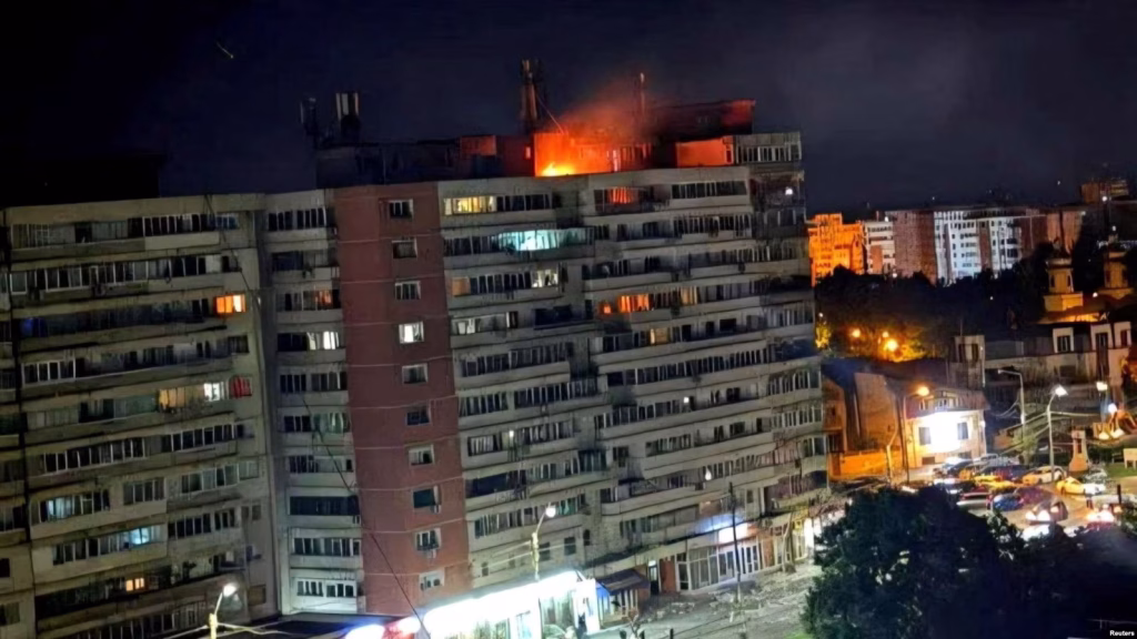 Russian drone flies into Romania and hits residential building
