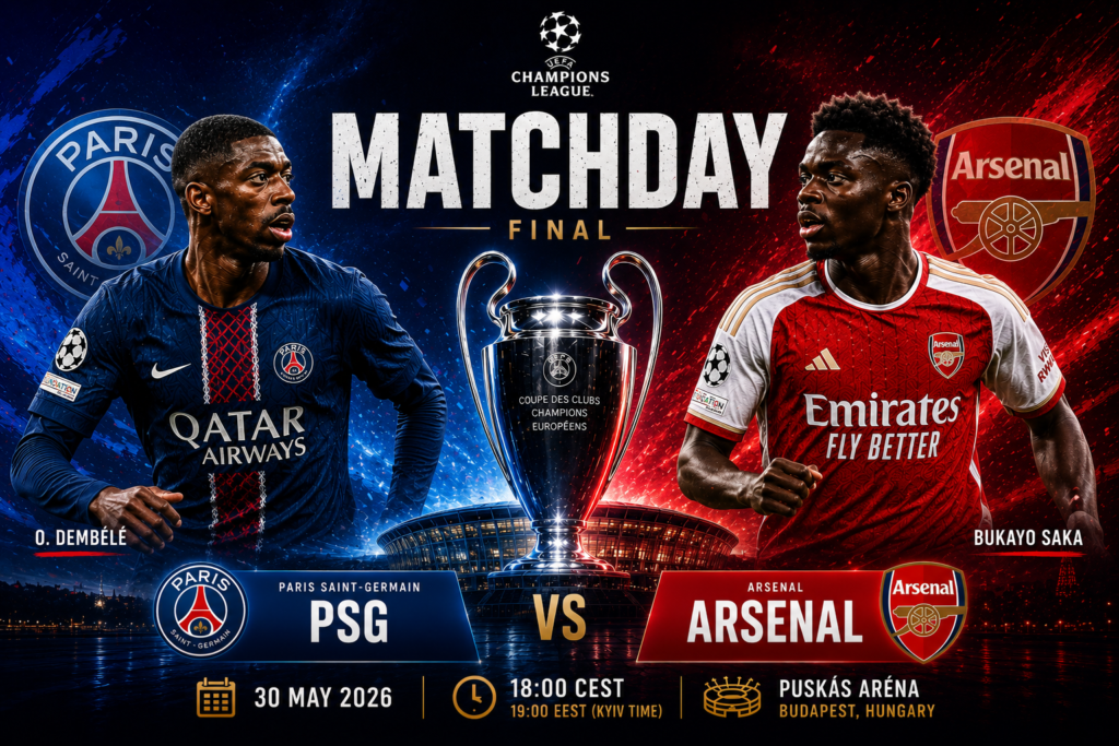 PSG – Arsenal: video and text online broadcast of the Champions League final