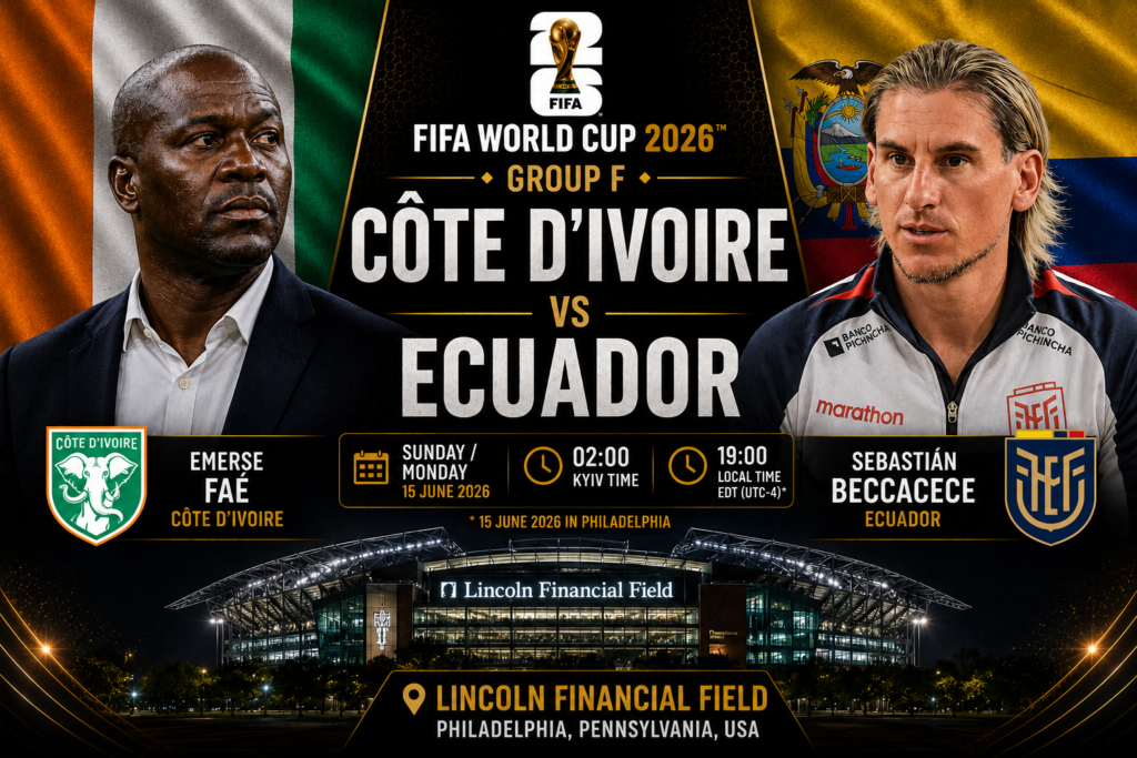 Ivory Coast vs. Ecuador: Live streaming and text coverage of the 2026 World Cup match