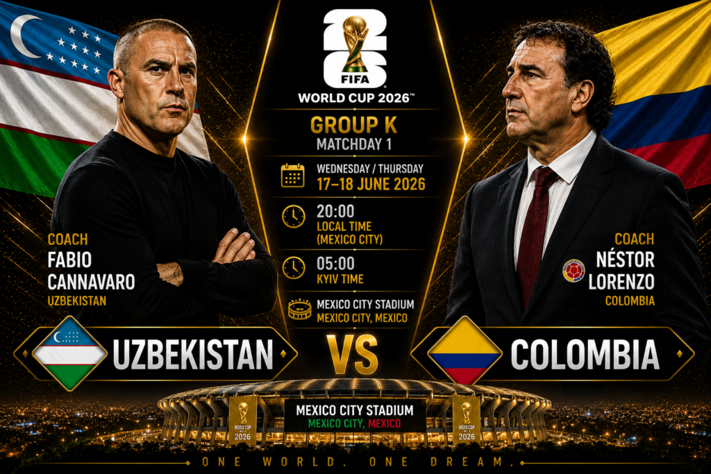 Uzbekistan vs. Colombia: Live streaming of the 2026 World Cup match
