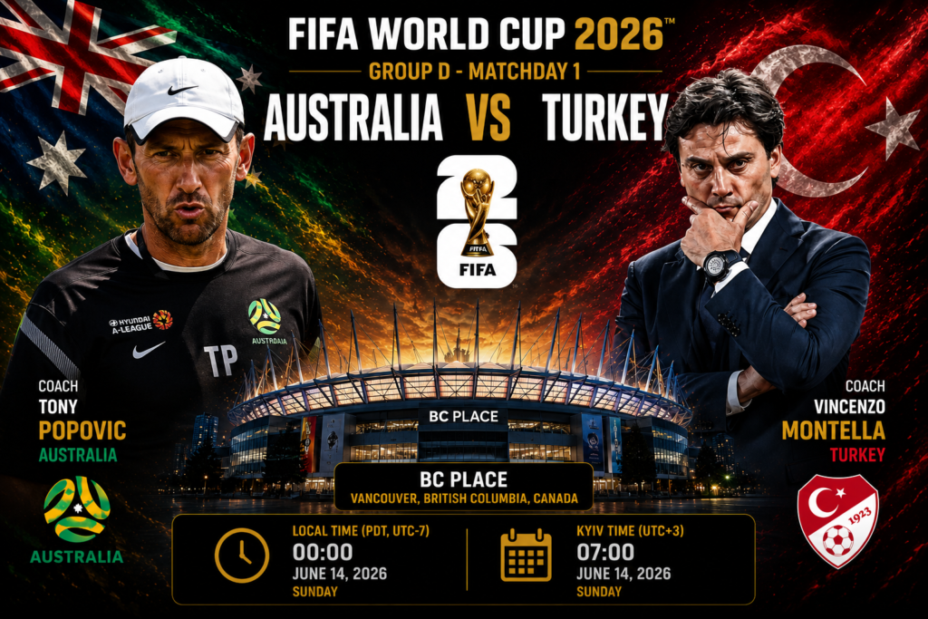 Australia vs. Türkiye: Live streaming of the 2026 World Cup match