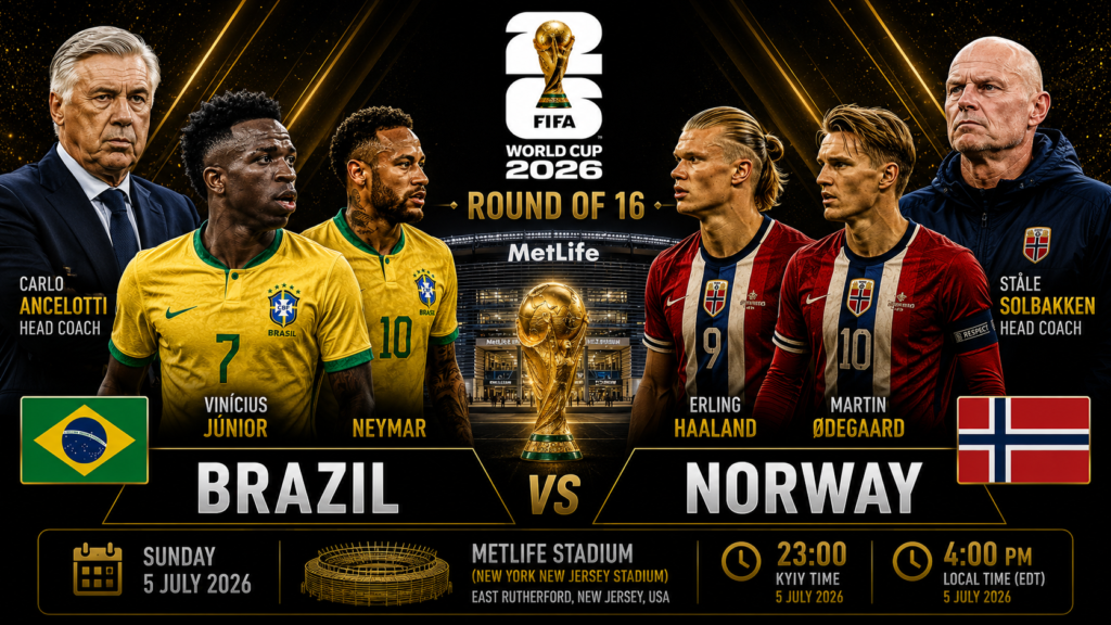 Brazil vs. Norway: Live streaming and text coverage of the 2026 World Cup Round of 16 match
