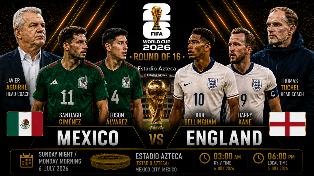 Mexico vs. England: Live streaming and text coverage of the 2026 World Cup Round of 16 match
