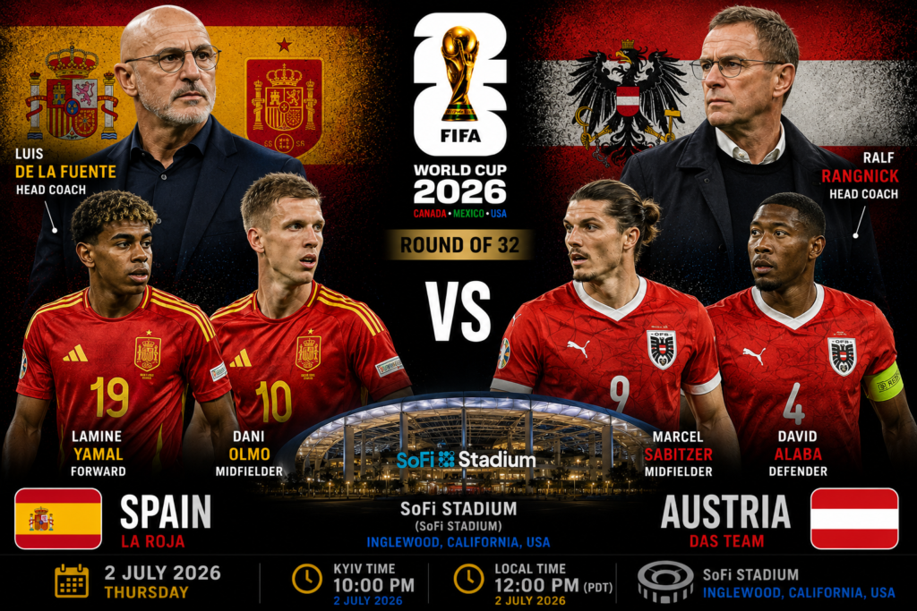 Spain vs. Austria: Live stream and text coverage of the 2026 World Cup Round of 32 match