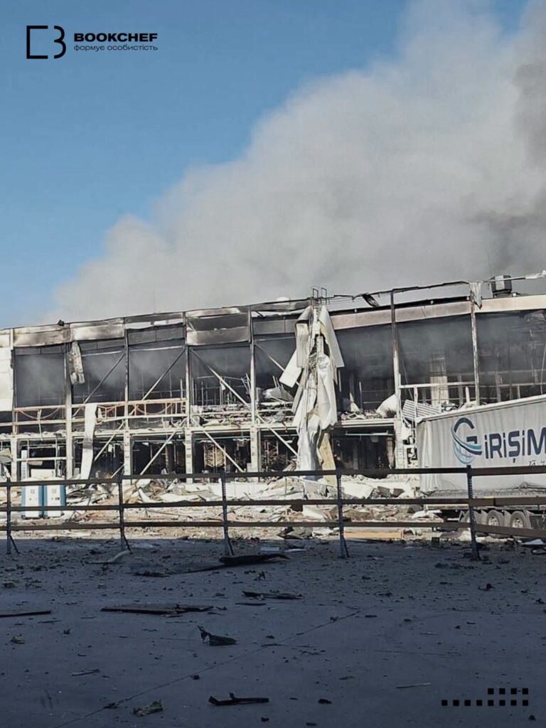 A warehouse with 800,000 books burned down during a nighttime Russian attack