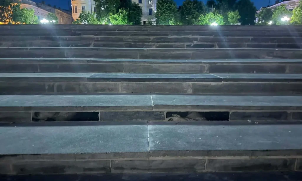 In Chernivtsi, the stairs on the central square were renovated with tombstones